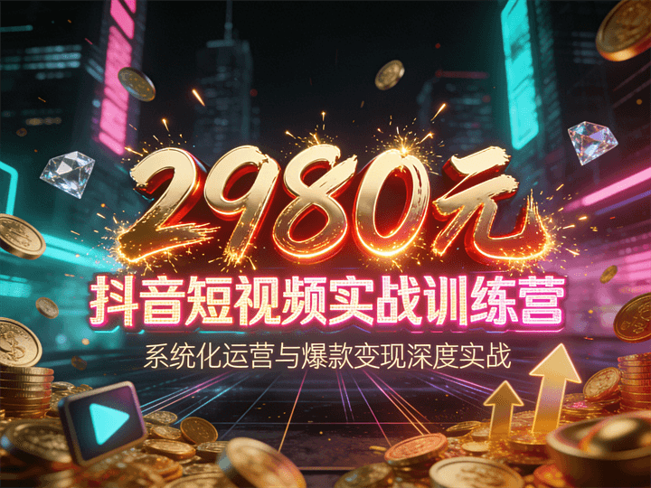 2980元抖音短视频实战训练营,系统化运营与爆款变现深度实战