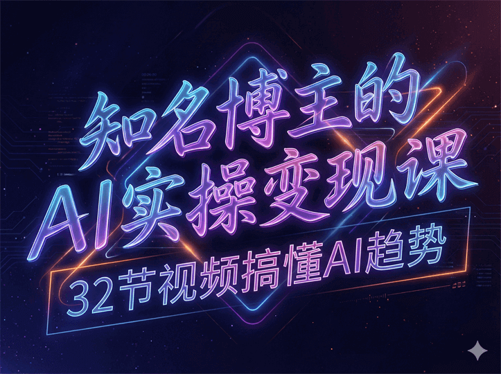 知名博主的AI实操变现课，32节视频搞懂AI趋势