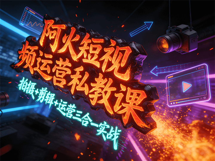 阿火短视频运营私教课，拍摄+剪辑+运营三合一实战